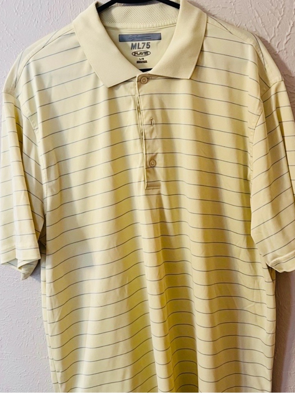 Greg Norman ML75 Play Dry Golf Polo Yellow Striped Performance Shirt Men’s XL